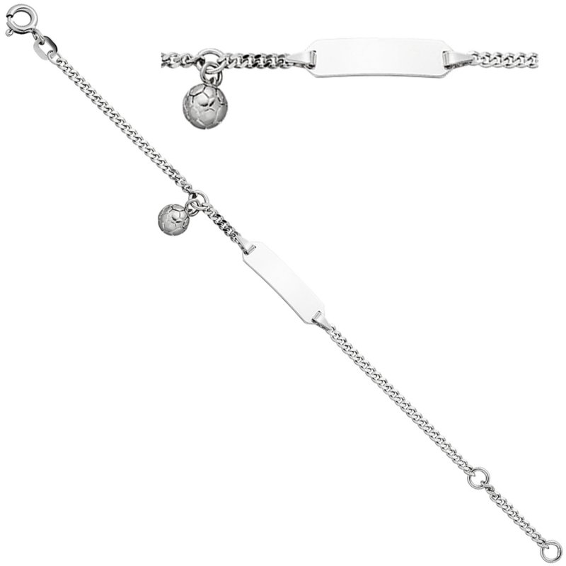 JOBO Schildband Fussball 925 Sterling Silber 14 cm Gravur ID Armband