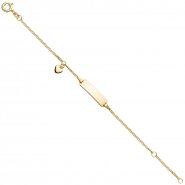 JOBO Schildband Herz 585 Gold Gelbgold 14 cm Gravur ID Armband Federring
