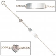 JOBO Schildband Schutzengel 925 Sterling Silber 14 cm Gravur ID Armband Federring