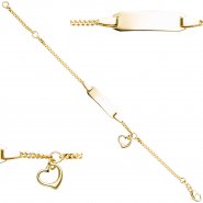 JOBO Schildband mit Herz 333 Gold Gelbgold Gravur ID Armband 14 cm