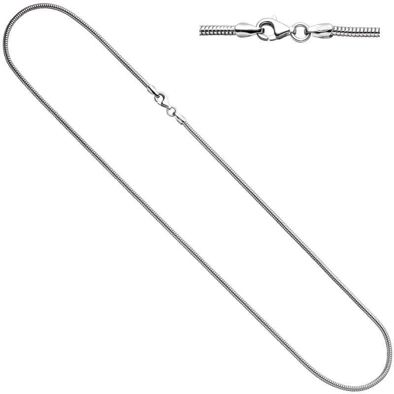 JOBO Schlangenkette 925 Silber 1,9 mm 50 cm Halskette Kette Silberkette Karabiner