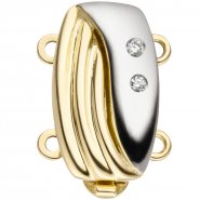 JOBO Schlie�e 2-reihig 585 Gold Gelbgold bicolor 2 DiamantenKettenverschluss