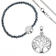 JOBO Schmuck-Set Baum Lebensbaum Weltenbaum 925 Silber Armband Anh�nger Kette 42 cm