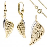 JOBO Schmuck-Set Fl�gel Engelsfl�gel 333 Gold Gelbgold bicolor mit Kette 42 cm