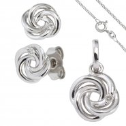 JOBO Schmuck-Set Knoten 585 Gold Wei�gold 3 Diamanten Ohrringe und Kette 42 cm