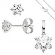 JOBO Schmuck-Set Stern 333 Gold Wei�gold mit Zirkonia und Kette 45 cm
