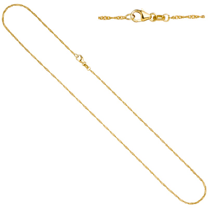 JOBO Singapurkette 750 Gold Gelbgold 1,4 mm 45 cm Kette Halskette Goldkette Karabiner