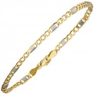 JOBO Steg-Panzerarmband 333 Gelbgold bicolor 19 cm Gold Armband Goldarmband Karabiner