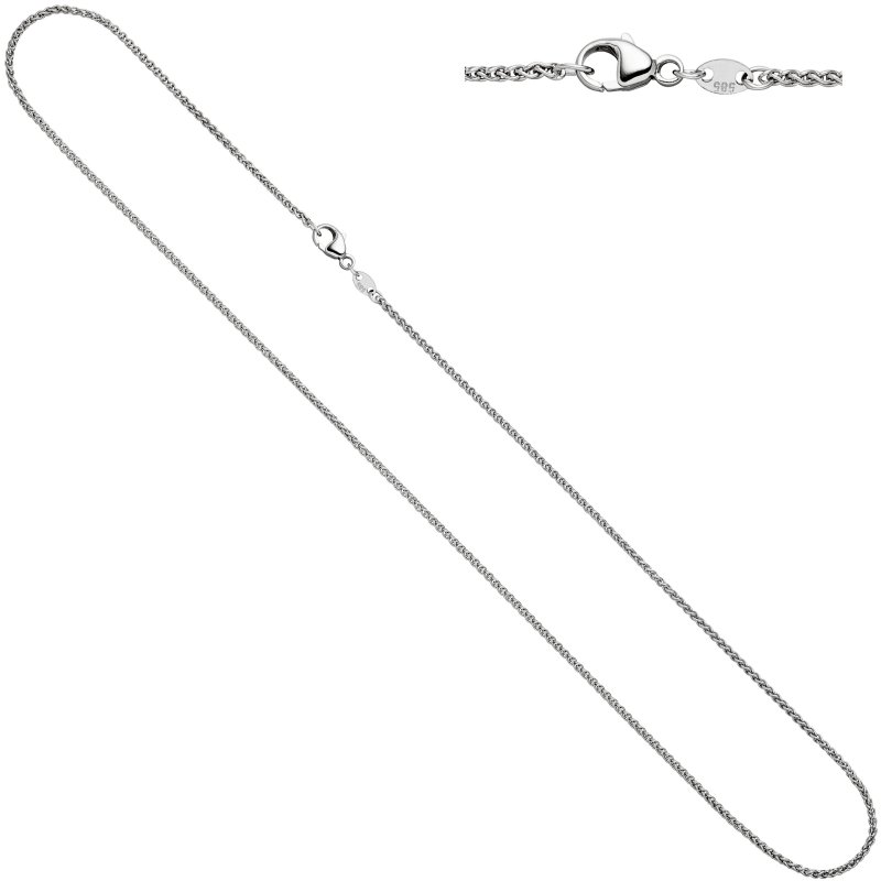 JOBO Zopfkette 585 Wei�gold 1,8 mm 42 cm Gold Kette Halskette Wei�goldkette Karabiner