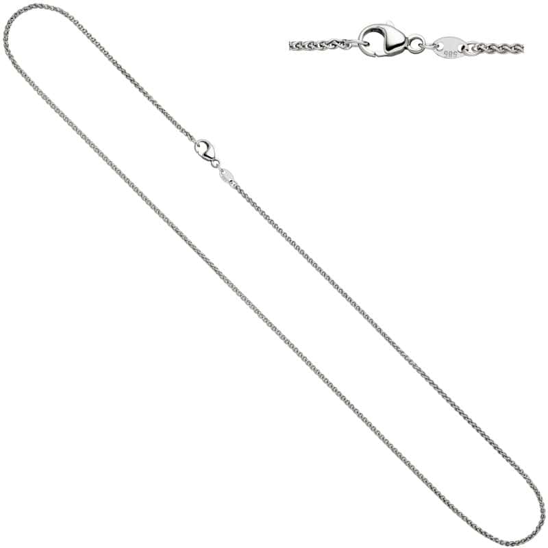 JOBO Zopfkette 585 Wei�gold 1,8 mm 50 cm Gold Kette Halskette Wei�goldkette Karabiner