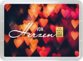 Liebe von Herzen: 1g Goldbarren Geschenk