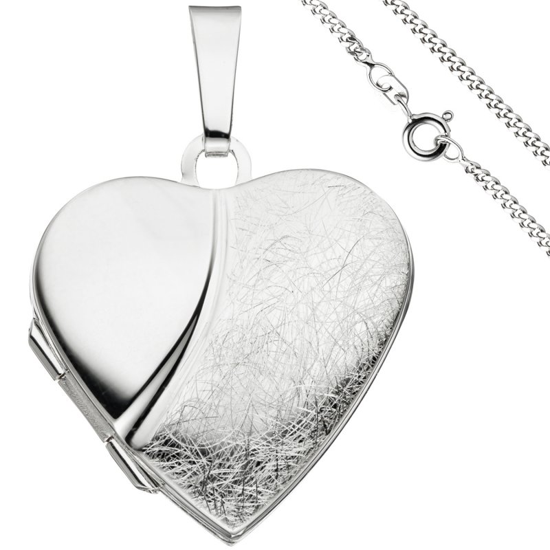 Medaillon 925 Silber Herz zum öffnen für Bildereinlage/ 2 Fotos Amulett verziert 