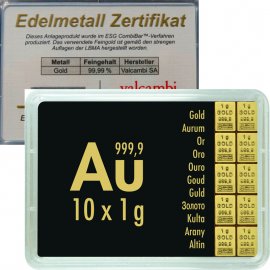Tafelbarren 10x1g Gold Combibarren