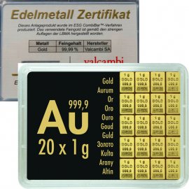 Tafelbarren 20 x 1g Goldtafel ESG/Valcambi