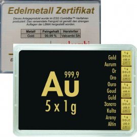 Tafelbarren 5 x 1g Goldtafel online kaufen