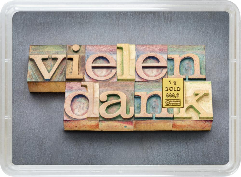 Vielen Dank - Geschenkbarren 1g Goldbarren