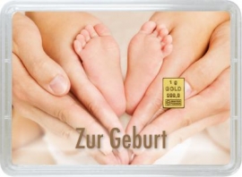 Zur Geburt - 1g Goldbarren von Valcambi
